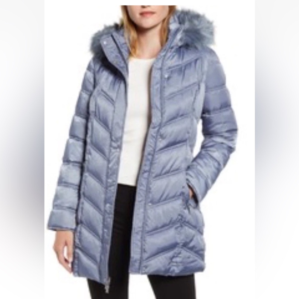 NWT Kenneth Cole Blue Puffer Coat Jacket Size Small